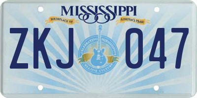 MS license plate ZKJ047