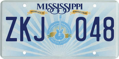 MS license plate ZKJ048