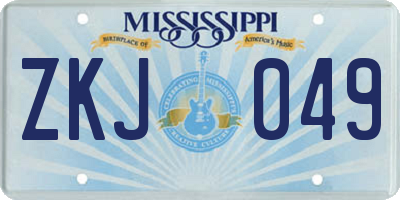 MS license plate ZKJ049