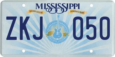 MS license plate ZKJ050