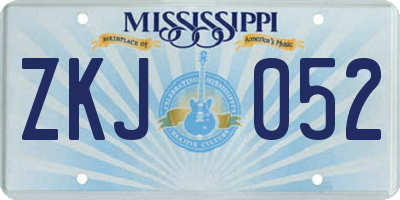 MS license plate ZKJ052