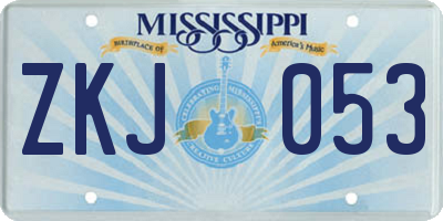 MS license plate ZKJ053
