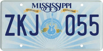 MS license plate ZKJ055