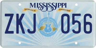 MS license plate ZKJ056
