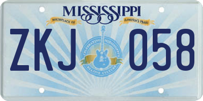 MS license plate ZKJ058