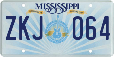 MS license plate ZKJ064
