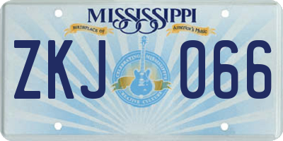 MS license plate ZKJ066