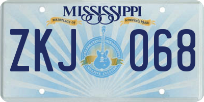 MS license plate ZKJ068