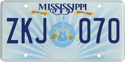 MS license plate ZKJ070
