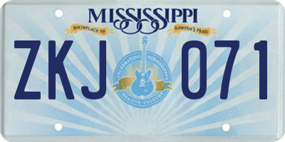 MS license plate ZKJ071