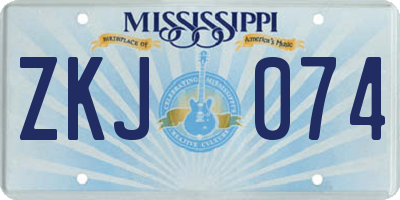 MS license plate ZKJ074