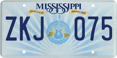 MS license plate ZKJ075