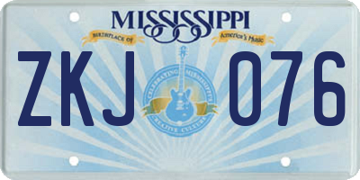 MS license plate ZKJ076