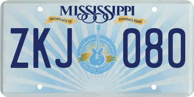 MS license plate ZKJ080