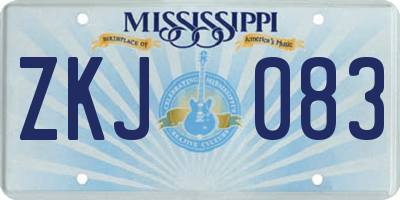 MS license plate ZKJ083