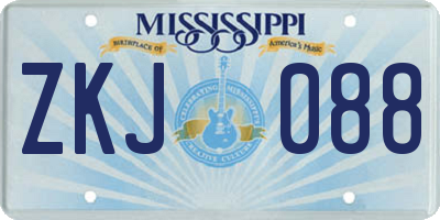 MS license plate ZKJ088