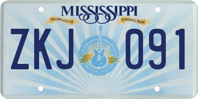 MS license plate ZKJ091