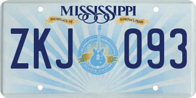 MS license plate ZKJ093