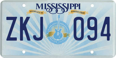 MS license plate ZKJ094