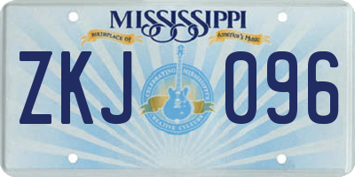 MS license plate ZKJ096