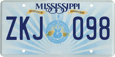 MS license plate ZKJ098