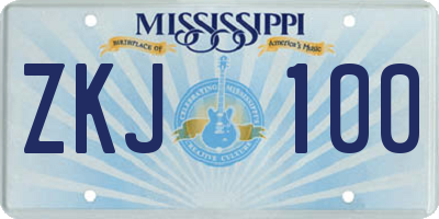 MS license plate ZKJ100