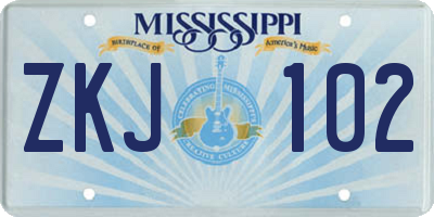 MS license plate ZKJ102