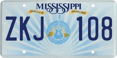 MS license plate ZKJ108