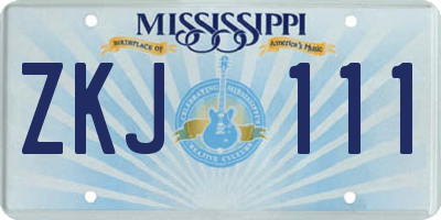 MS license plate ZKJ111