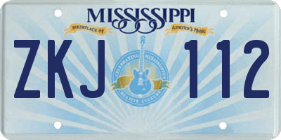 MS license plate ZKJ112