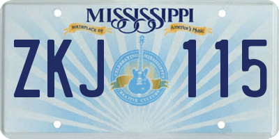 MS license plate ZKJ115
