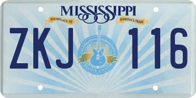 MS license plate ZKJ116