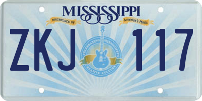 MS license plate ZKJ117