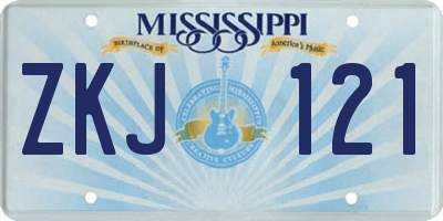 MS license plate ZKJ121