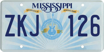 MS license plate ZKJ126