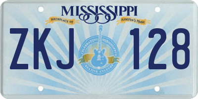MS license plate ZKJ128