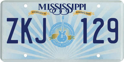 MS license plate ZKJ129