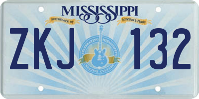 MS license plate ZKJ132