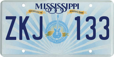 MS license plate ZKJ133