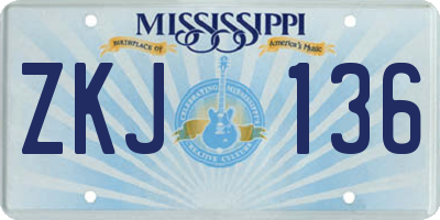 MS license plate ZKJ136