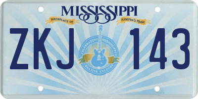MS license plate ZKJ143