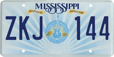 MS license plate ZKJ144