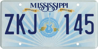 MS license plate ZKJ145
