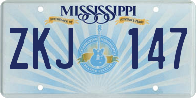 MS license plate ZKJ147
