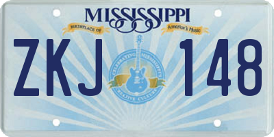 MS license plate ZKJ148