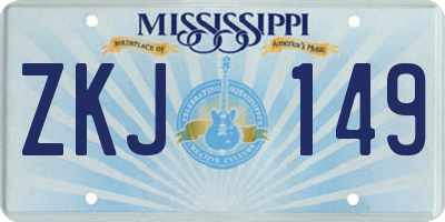 MS license plate ZKJ149