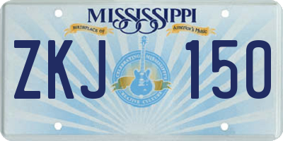 MS license plate ZKJ150