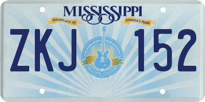 MS license plate ZKJ152