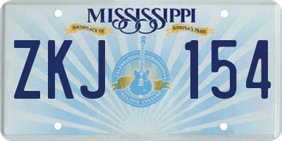 MS license plate ZKJ154