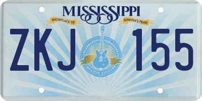 MS license plate ZKJ155
